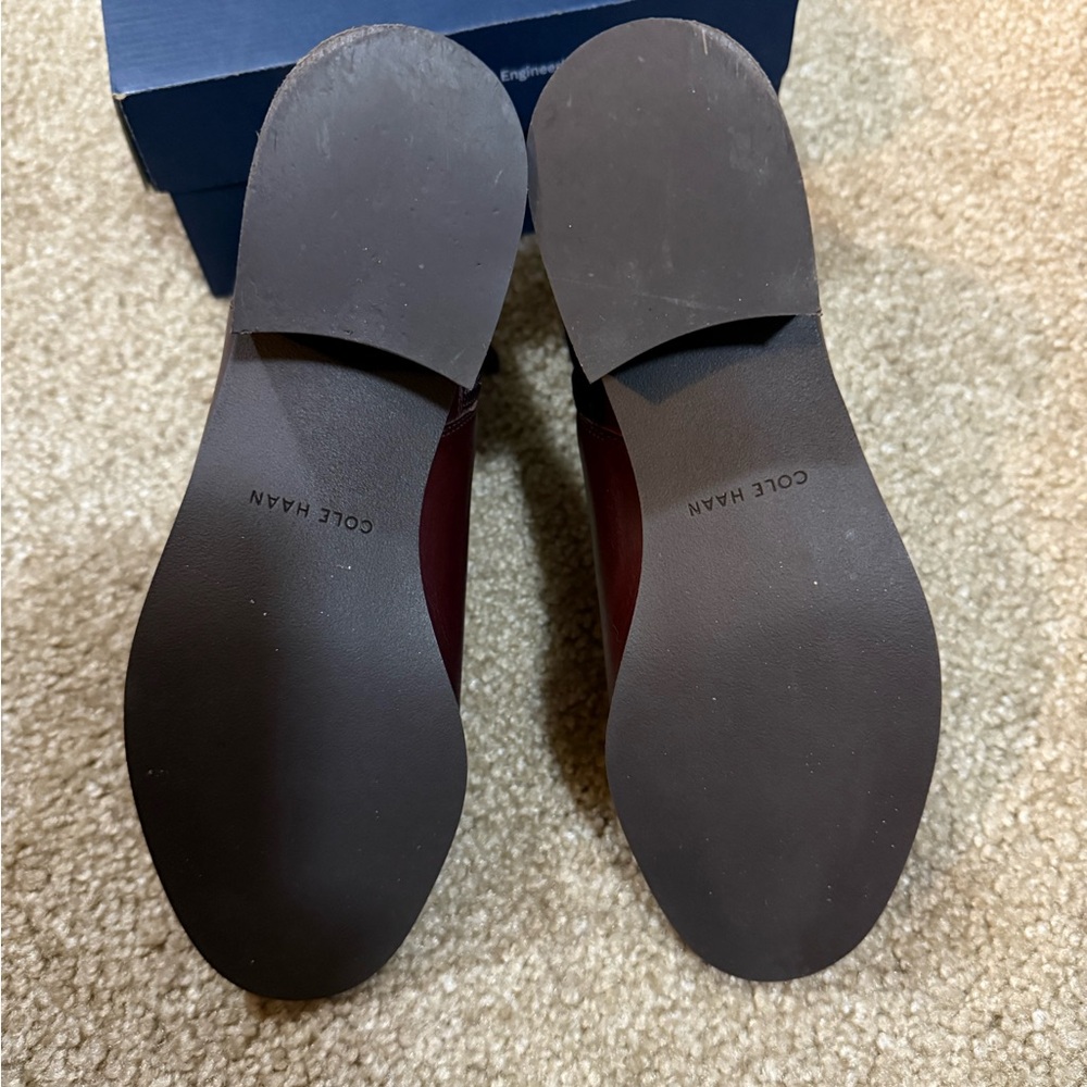 Cole Haan Holis Buckle Burgundy Leather Ankle Booties - Picture 4 of 7